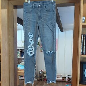 American Eagle Outfitters Distressed Skinny Jeans in Blue-Gray